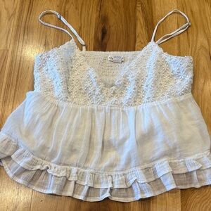 Aeropostale White Smocked Top